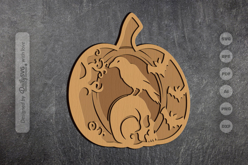 Halloween Crow Pumpkin Laser Cut SVG Bundle - CraftNest - Digital Crafting and Art