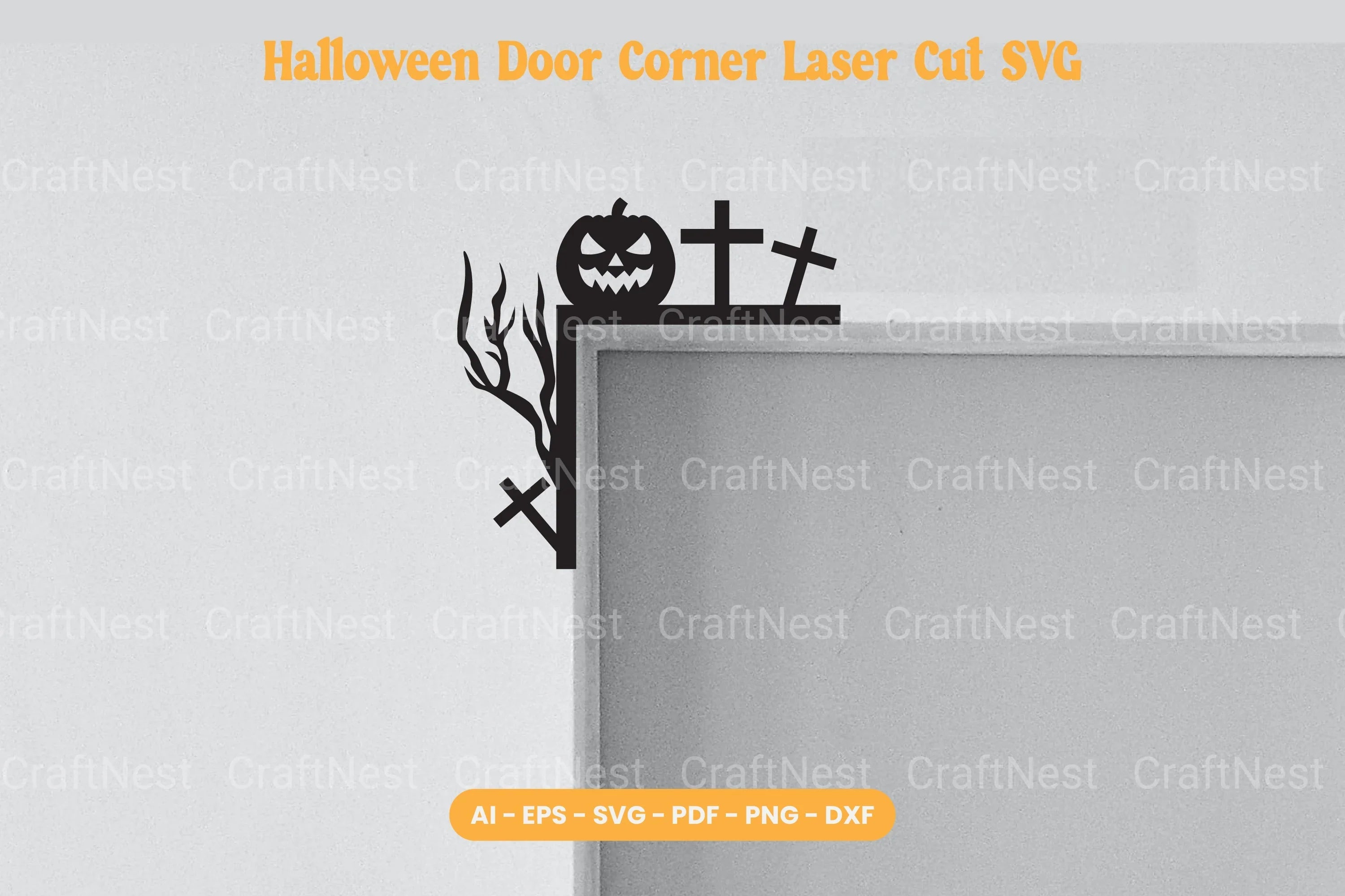 Halloween Door Corner Laser Cut SVG Bundle - CraftNest - Digital Crafting and Art