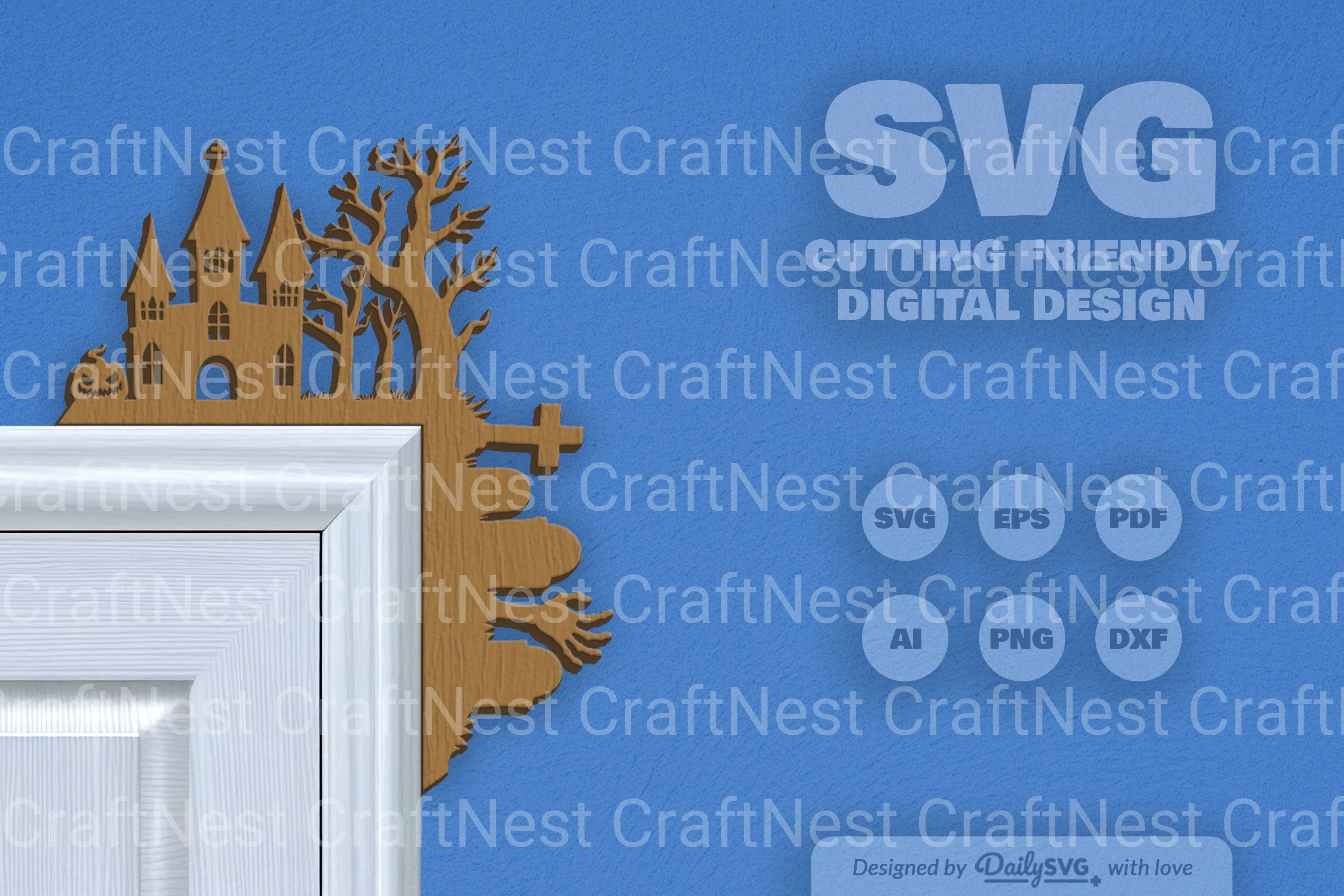 Halloween Door Corner Laser Cut Clipart SVG Bundle