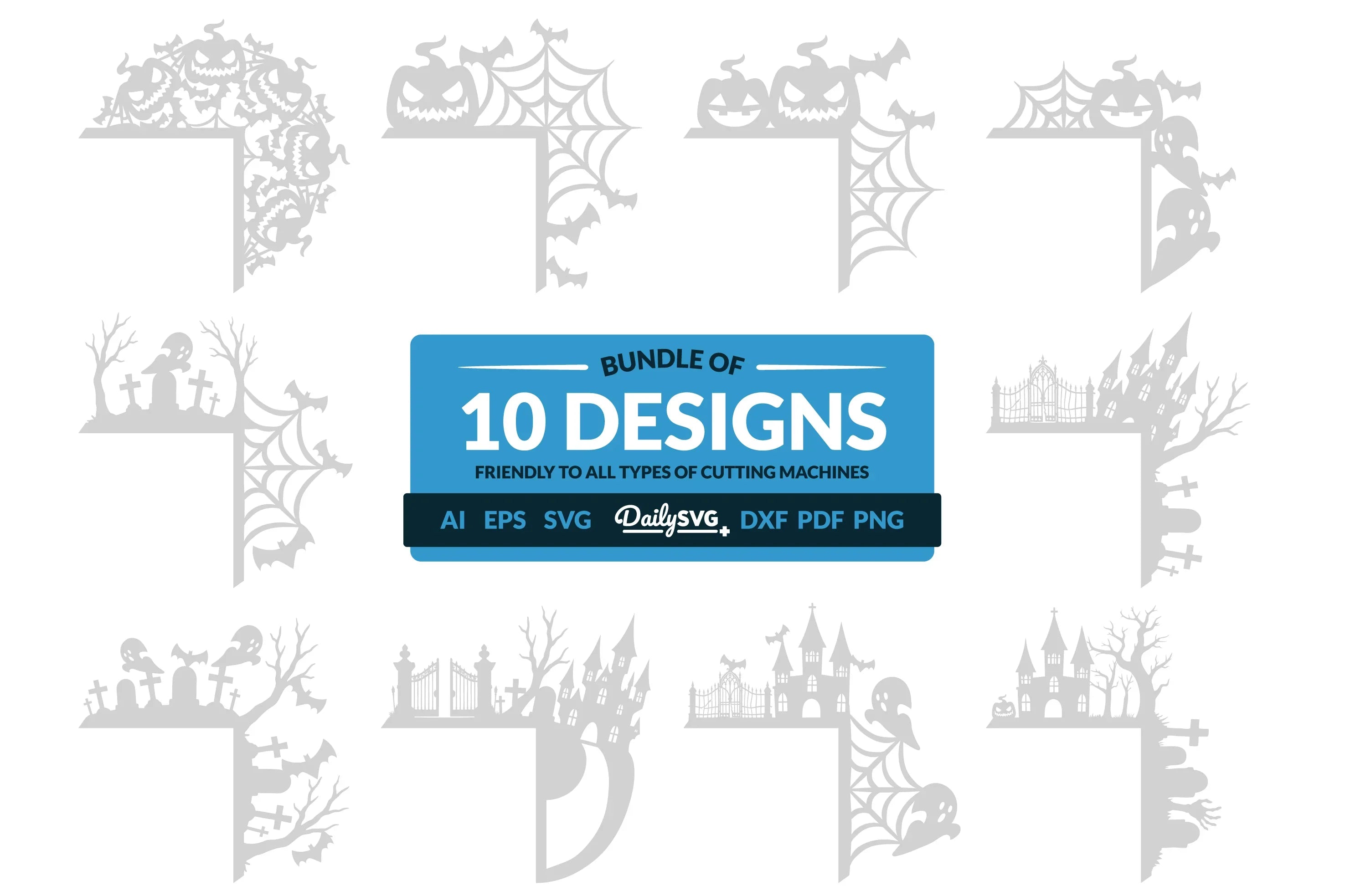 Halloween Door Corner Laser Cut Clipart SVG Bundle - CraftNest - Digital Crafting and Art