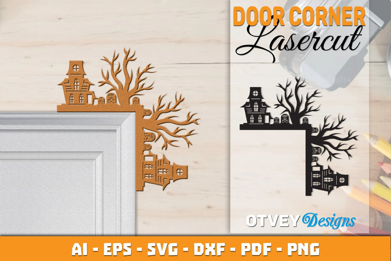 Halloween Door Corner Lasercut SVG Bundle 8 - CraftNest - Digital Crafting and Art