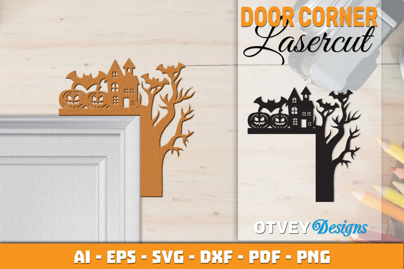 Halloween Door Corner Lasercut SVG Bundle 9 - CraftNest - Digital Crafting and Art