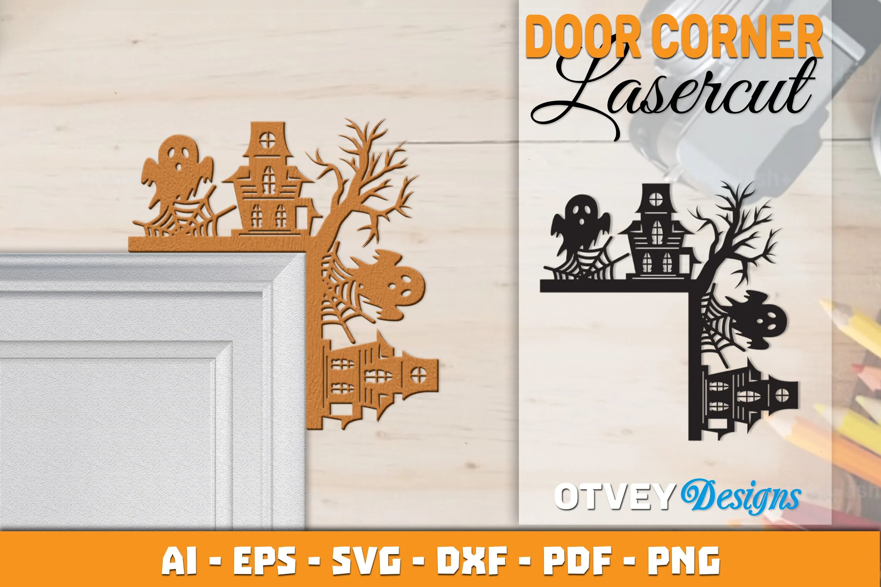 Halloween Door Corner Lasercut SVG Bundle 17 - CraftNest - Digital Crafting and Art
