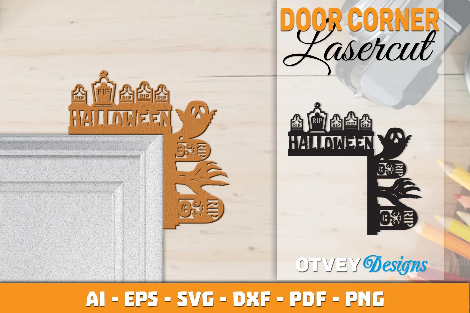 Halloween Door Corner Lasercut SVG Bundle 30 - CraftNest - Digital Crafting and Art