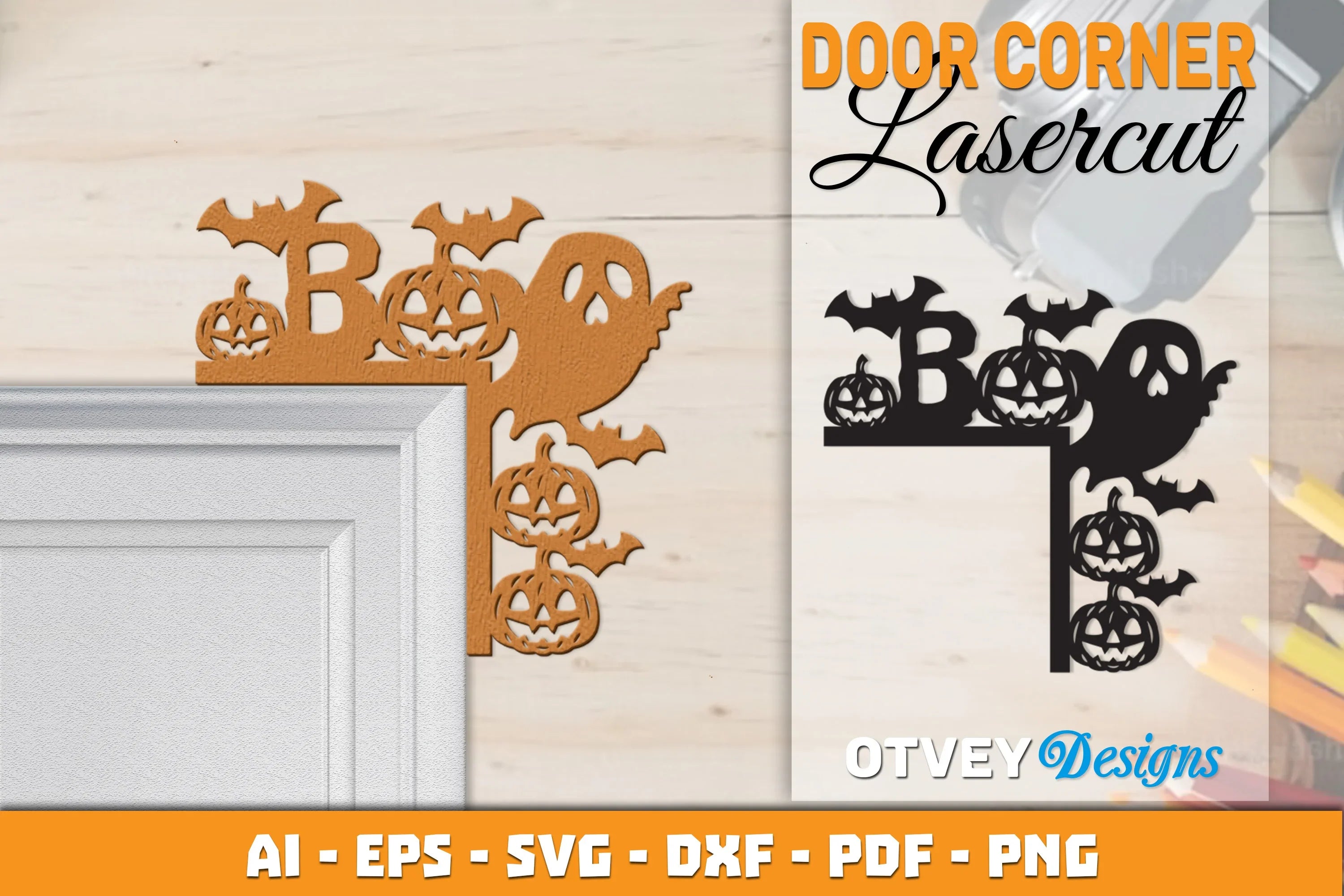 Halloween Door Corner Lasercut SVG Bundle 31 - CraftNest - Digital Crafting and Art