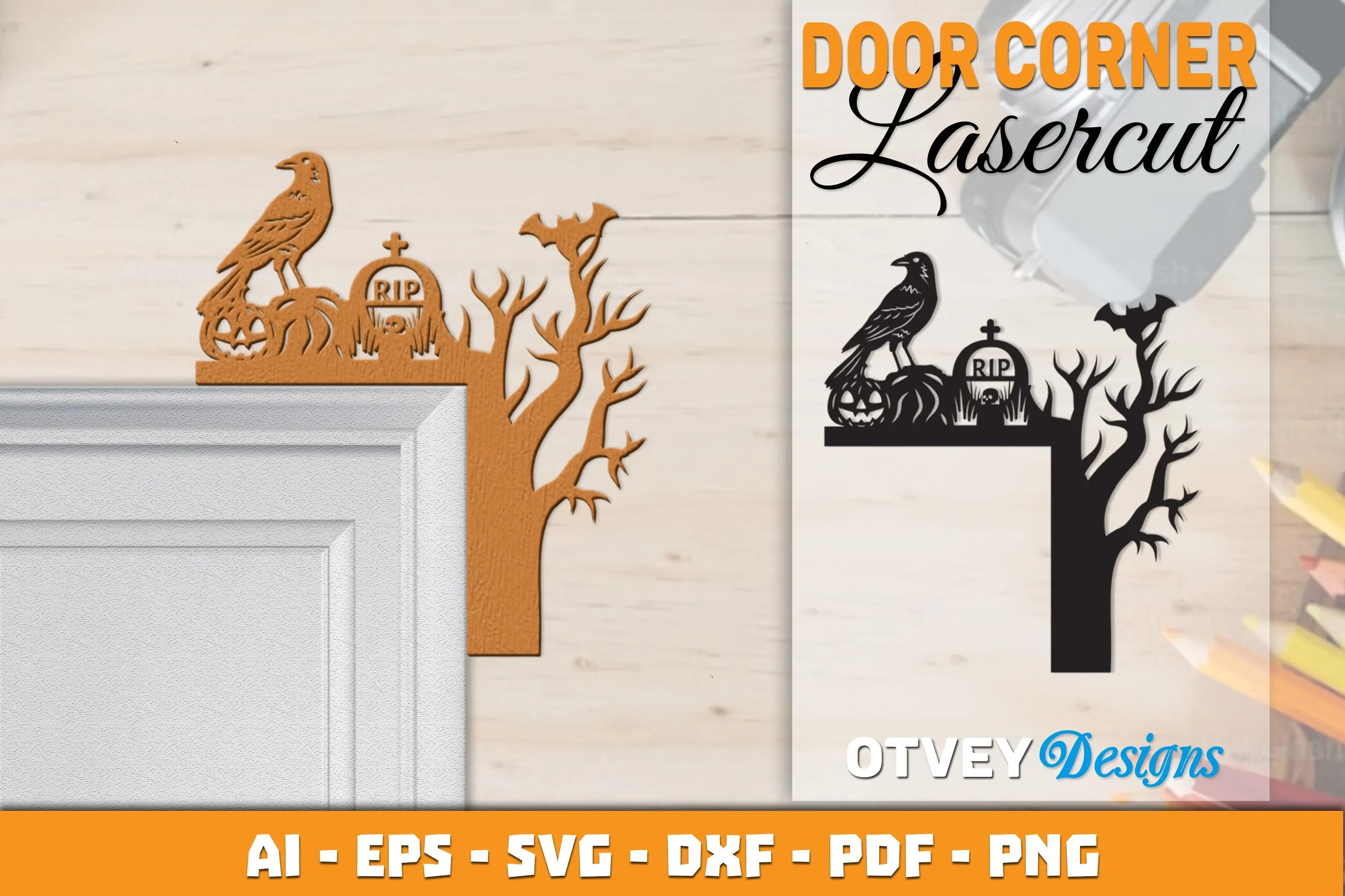Halloween Door Corner Lasercut SVG Bundle 33 - CraftNest - Digital Crafting and Art
