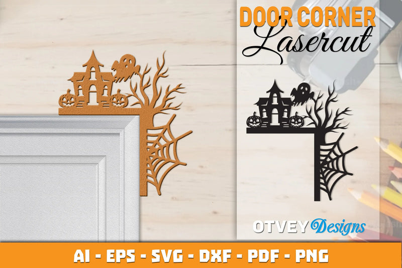 Halloween Door Corner Lasercut SVG Bundle 34 - CraftNest - Digital Crafting and Art