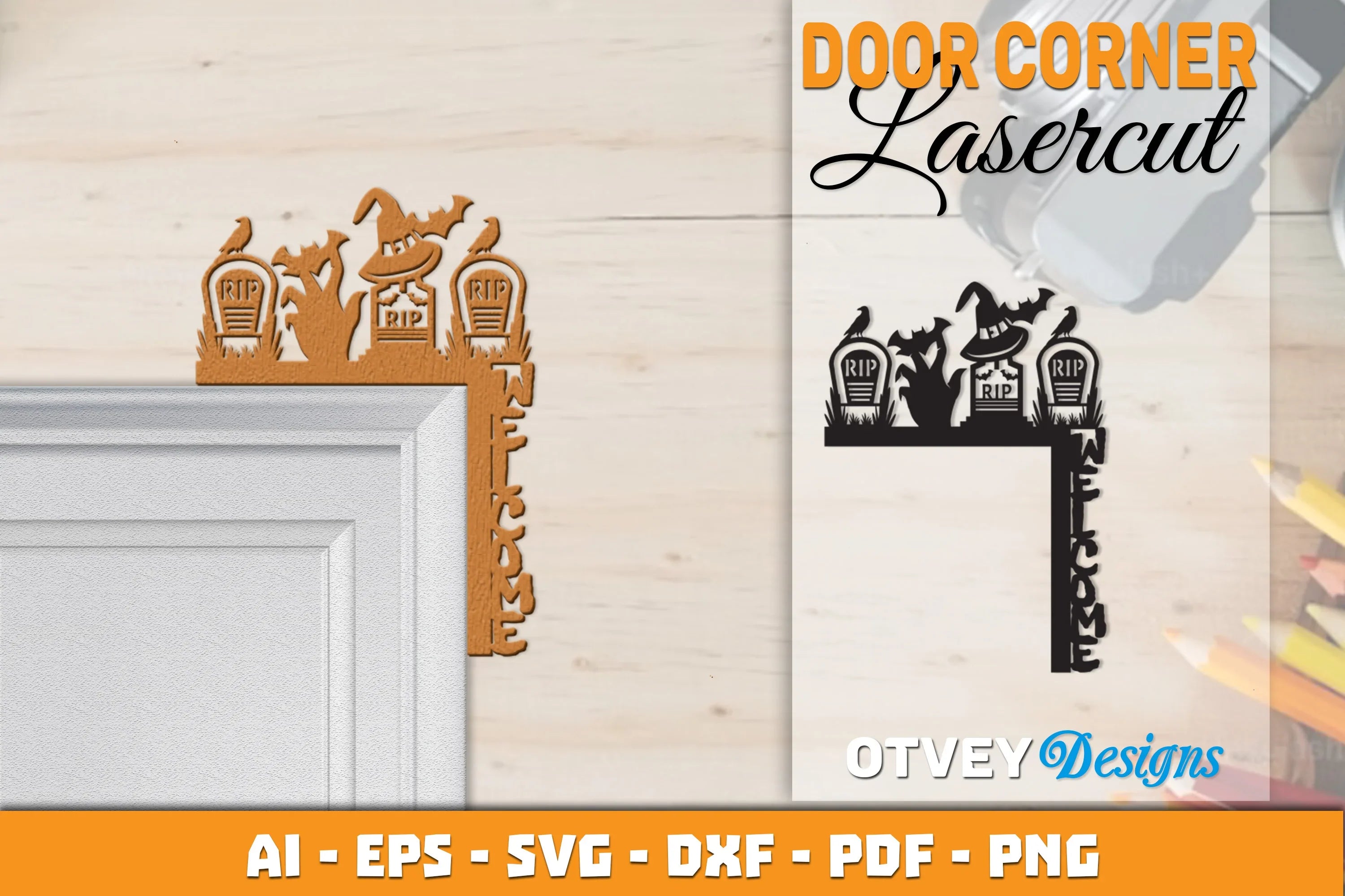 Halloween Door Corner Lasercut SVG Bundle 35 - CraftNest - Digital Crafting and Art