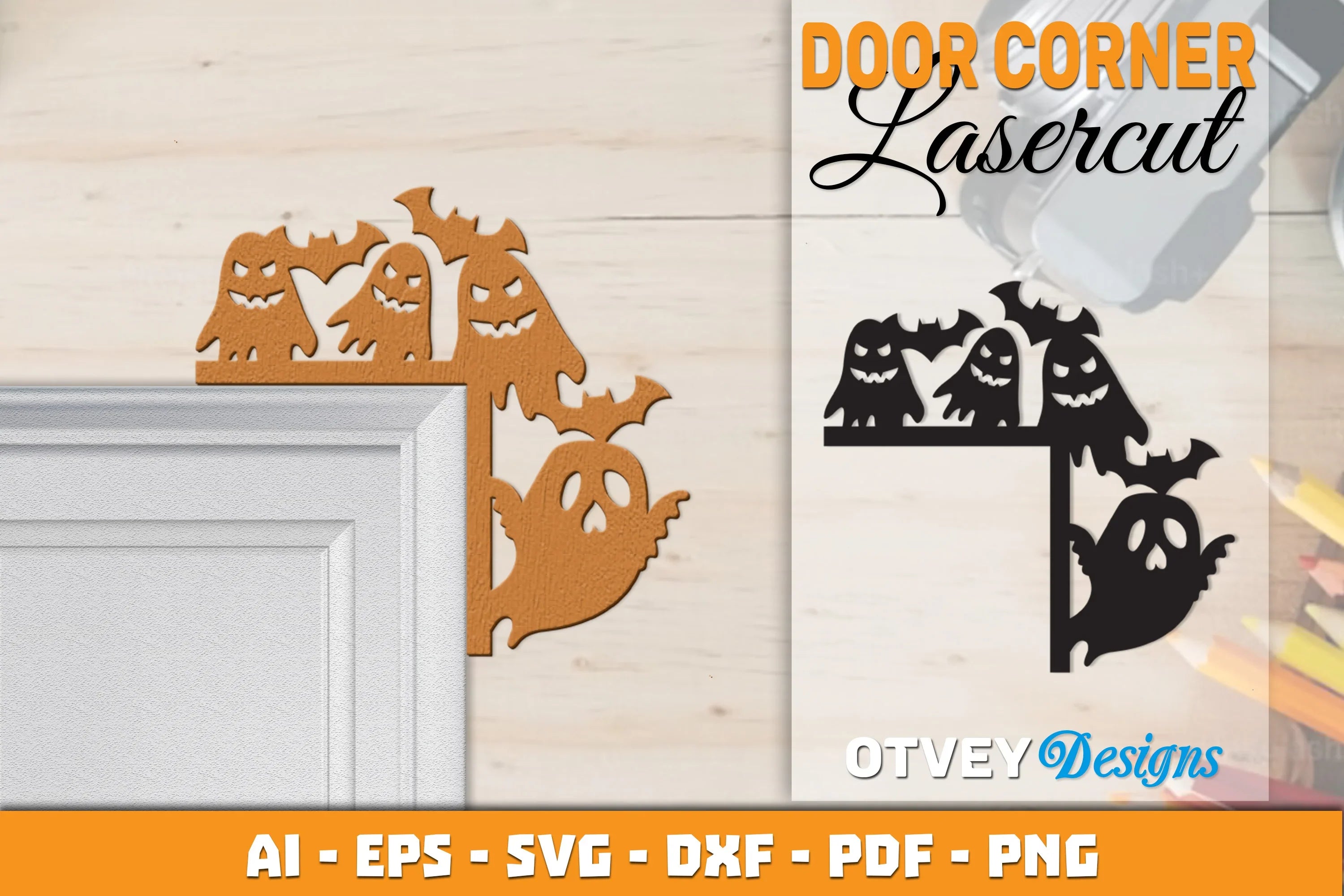Halloween Door Corner Lasercut SVG Bundle 43 - CraftNest - Digital Crafting and Art
