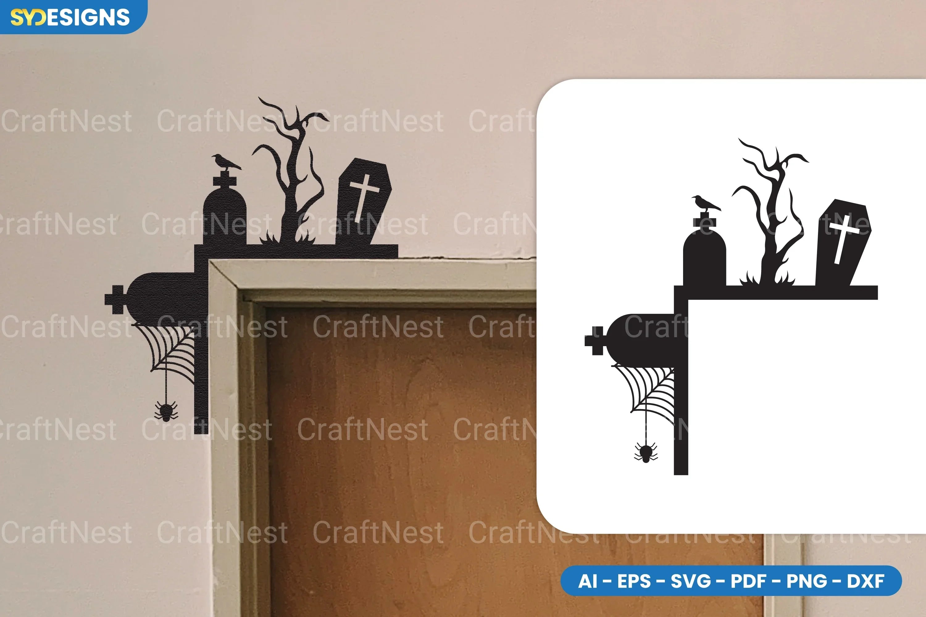 Halloween Door Corner Lasercut SVG Bundle Clipart - CraftNest - Digital Crafting and Art