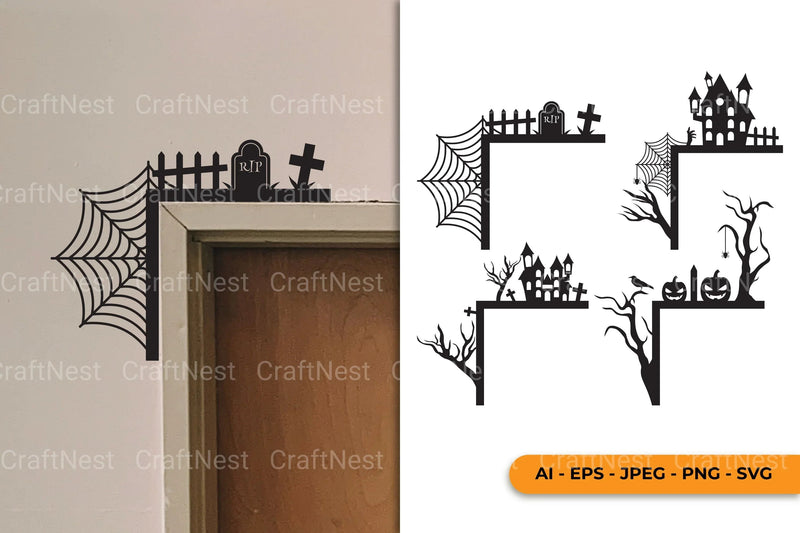 Halloween Door Corner Lasercut Set SVG Bundle - CraftNest - Digital Crafting and Art