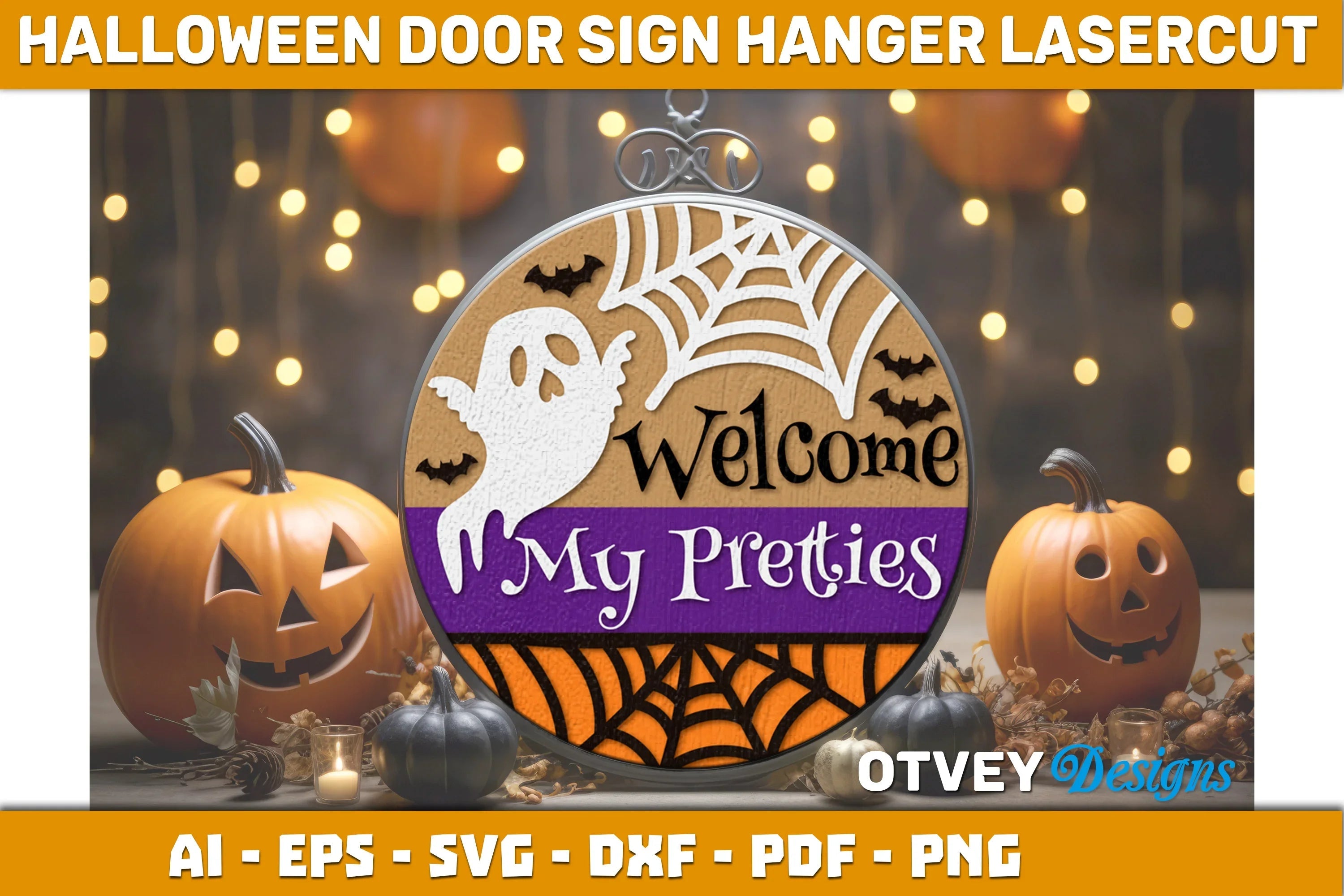 Halloween Door Hanger Sign SVG Bundle 4 - CraftNest - Digital Crafting and Art