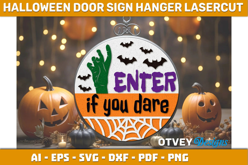 Halloween Door Hanger Sign SVG Bundle 16 - CraftNest - Digital Crafting and Art