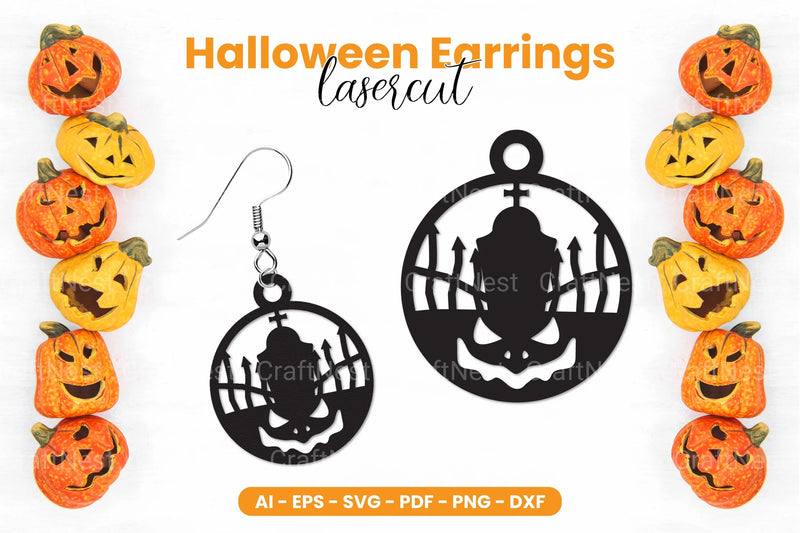 Halloween Earrings Laser Cut SVG Bundle - CraftNest - Digital Crafting and Art
