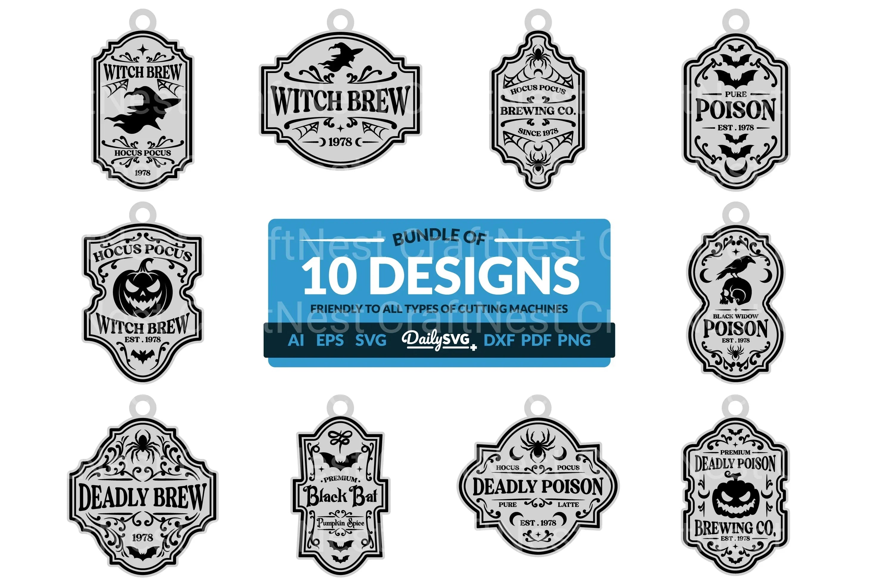 Halloween Engraving Keychain Clipart SVG Bundle