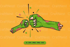 Halloween Zombie Fist Bump Clipart Bundle - CraftNest - Digital Crafting and Art