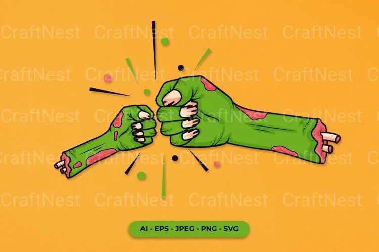 Halloween Zombie Fist Bump Clipart Bundle - CraftNest - Digital Crafting and Art