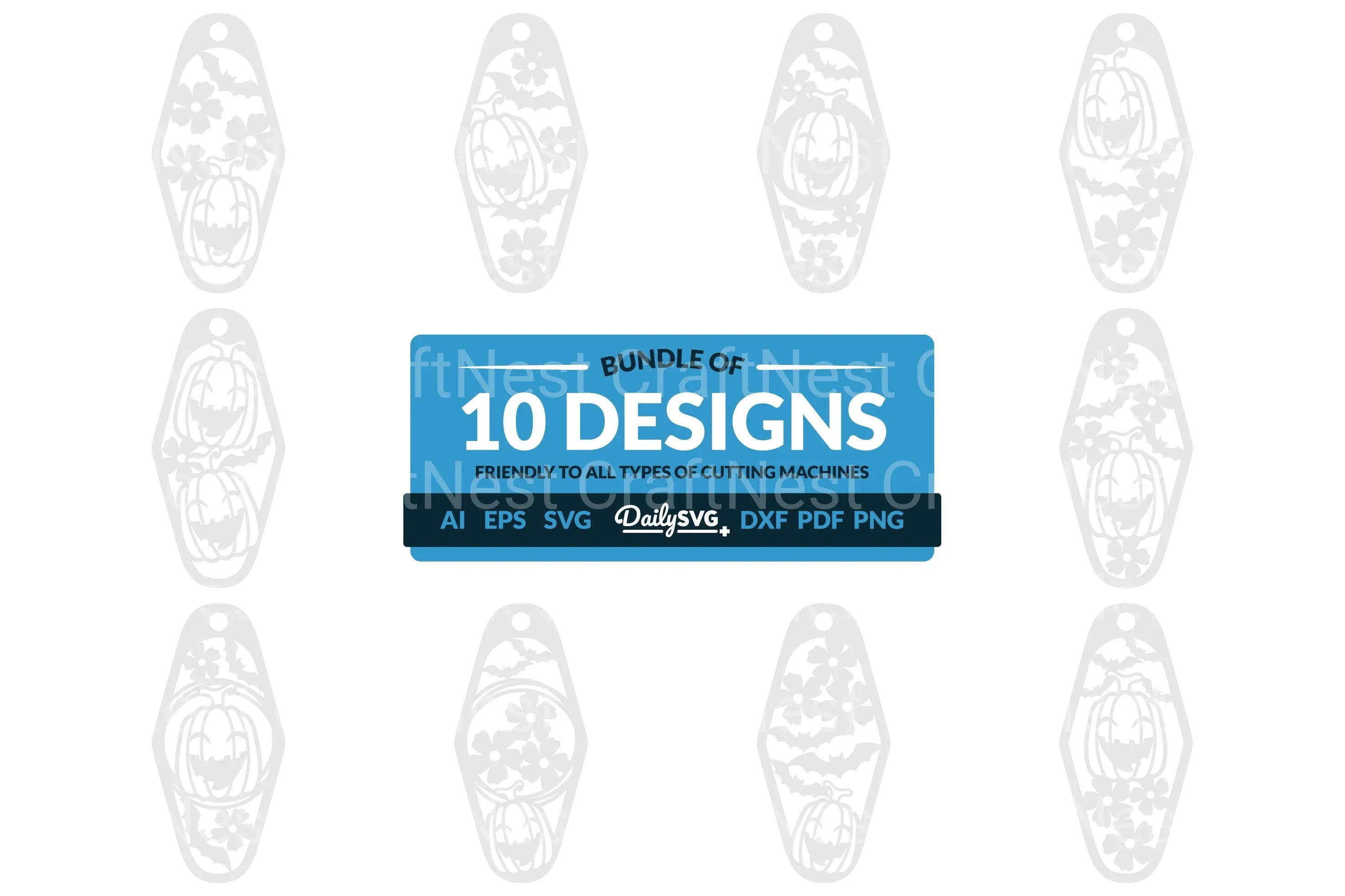 Halloween Floral Pumpkin and Bats Clipart SVG Bundle