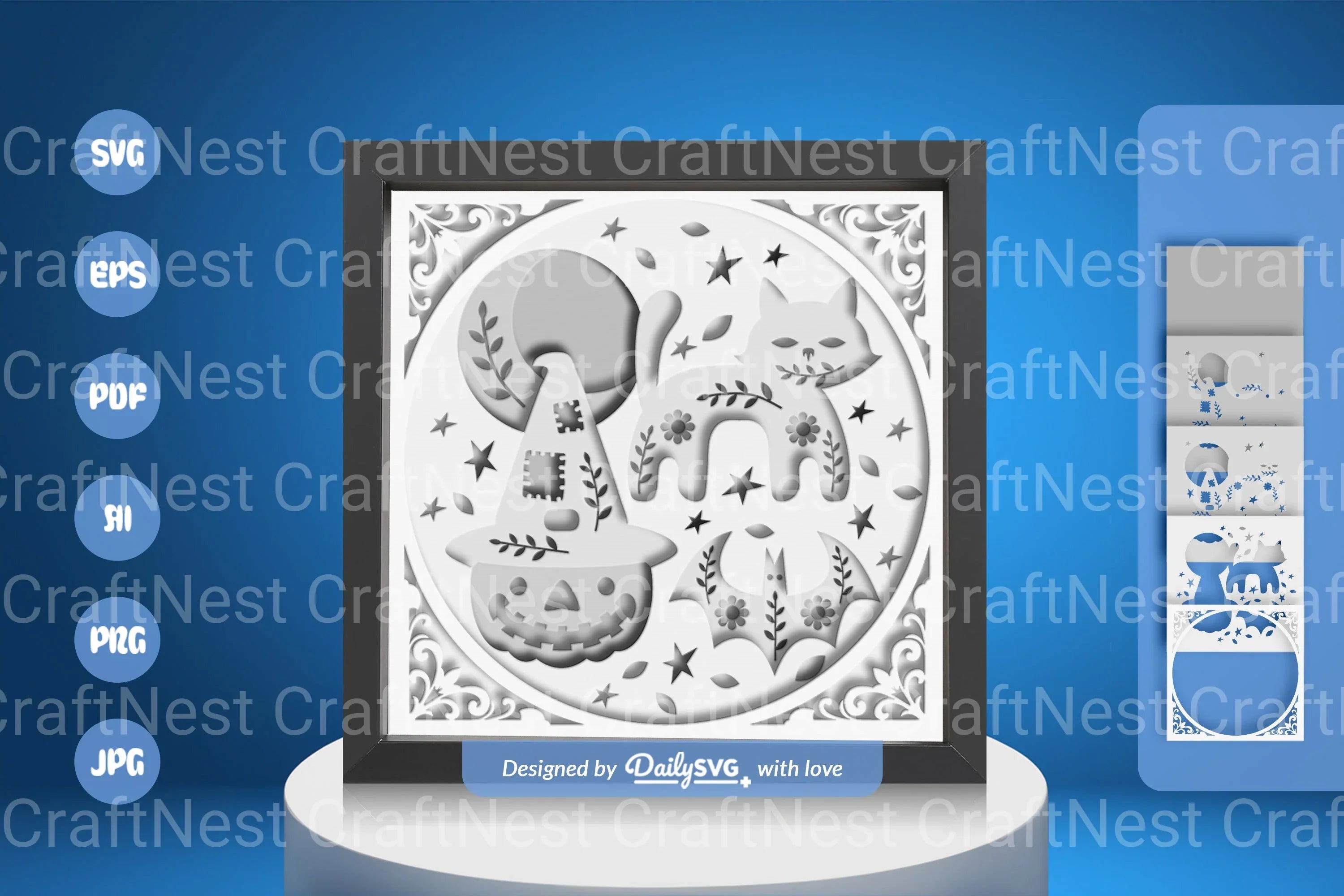 Halloween Folk Art Papercut White SVG Bundle