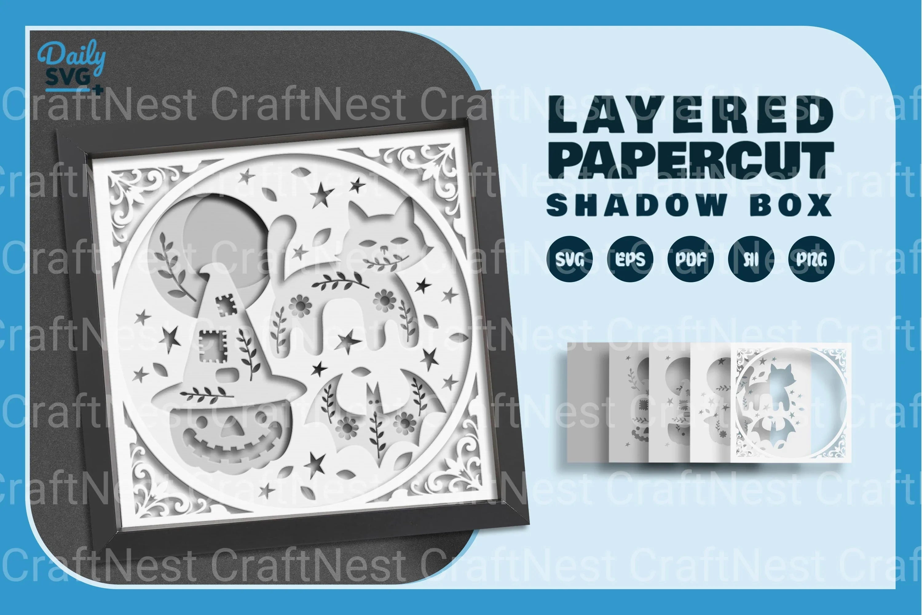 Halloween Folk Art Papercut White SVG Bundle