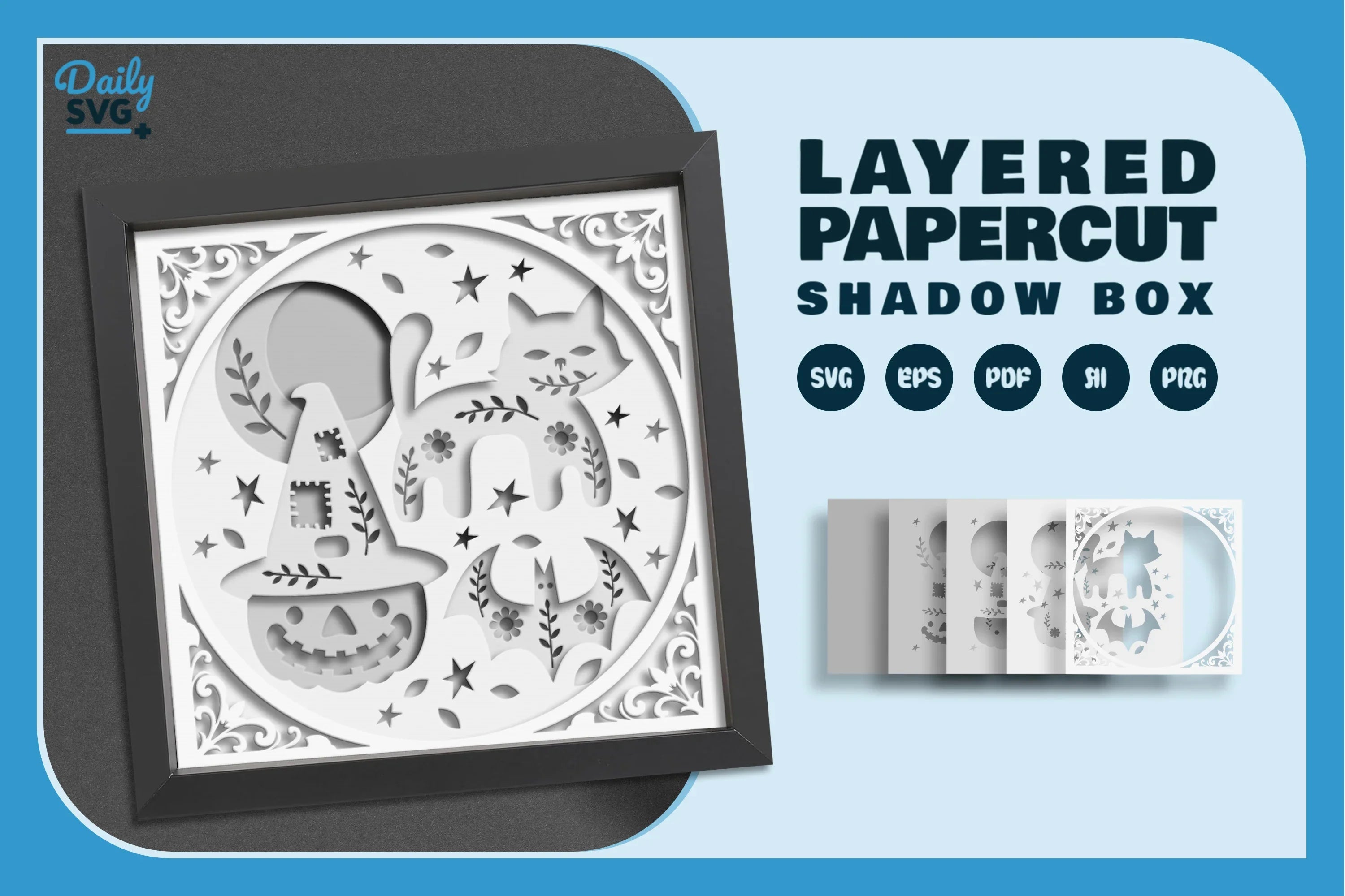 Halloween Folk Art Papercut White SVG Bundle - CraftNest - Digital Crafting and Art