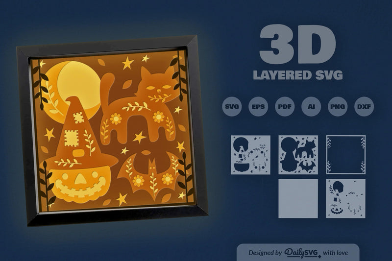 Halloween Folk Art Papercut SVG Bundle - CraftNest - Digital Crafting and Art