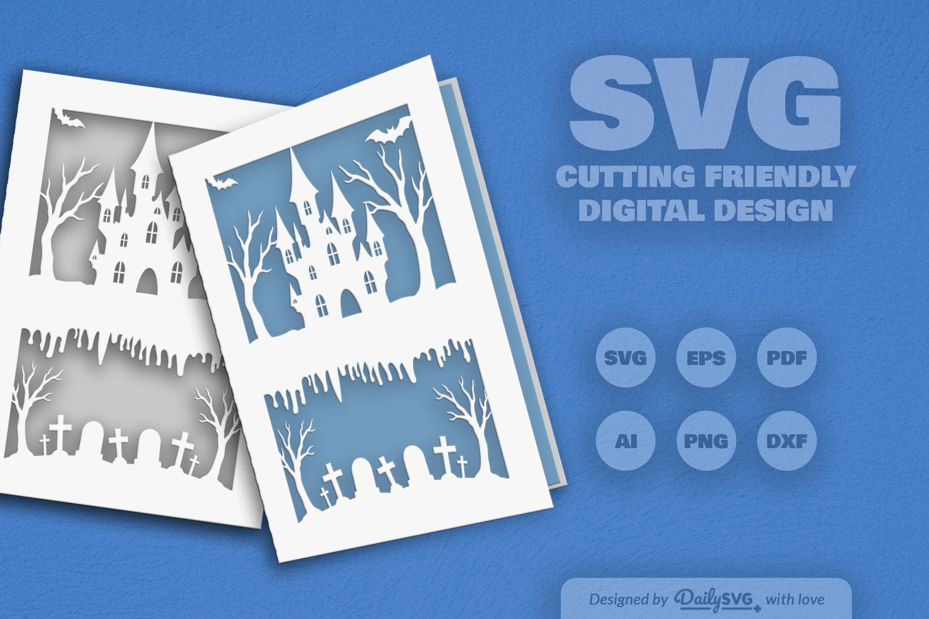 Halloween Greeting Card Papercut Clipart SVG Bundle - CraftNest - Digital Crafting and Art