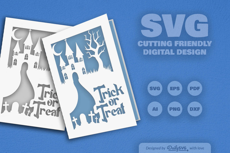 Halloween Greeting Card Papercut Clipart SVG Bundle - CraftNest - Digital Crafting and Art