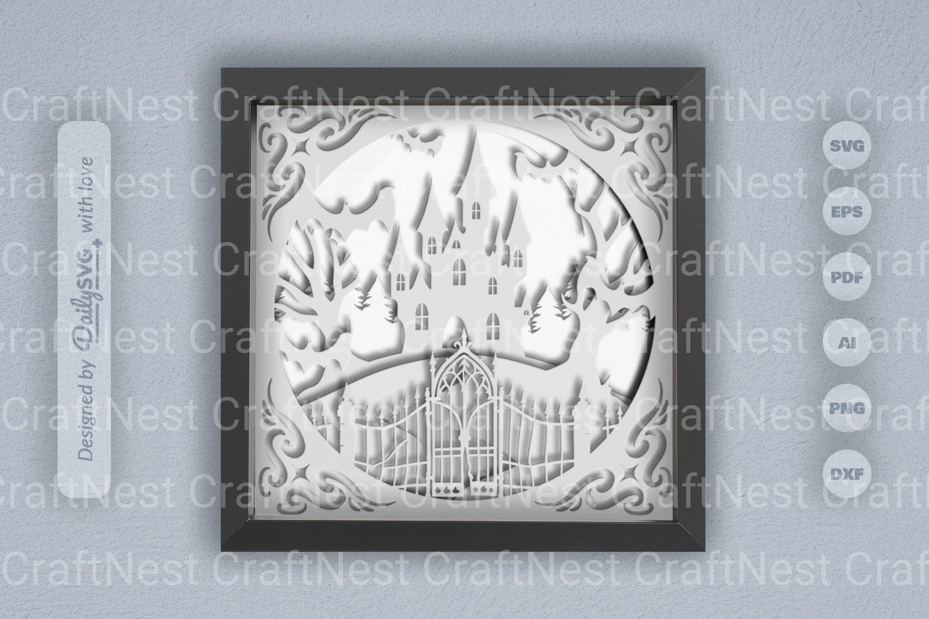 Halloween Haunted Castle 3D Papercut SVG Bundle