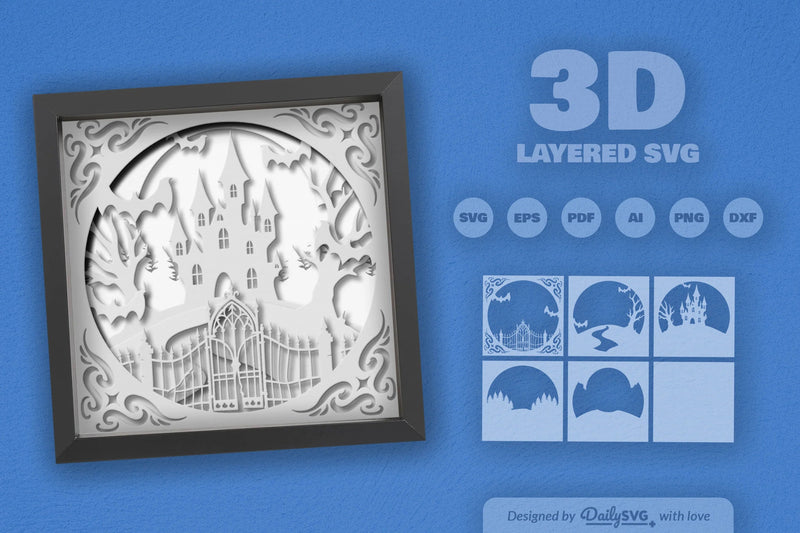 Halloween Haunted Castle 3D Papercut SVG Bundle - CraftNest - Digital Crafting and Art