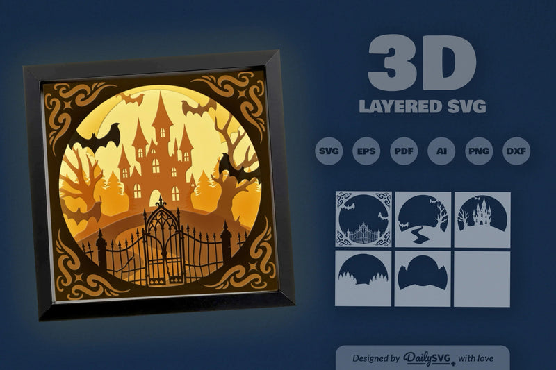 Halloween Haunted Castle 3D Papercut SVG Bundle - CraftNest - Digital Crafting and Art