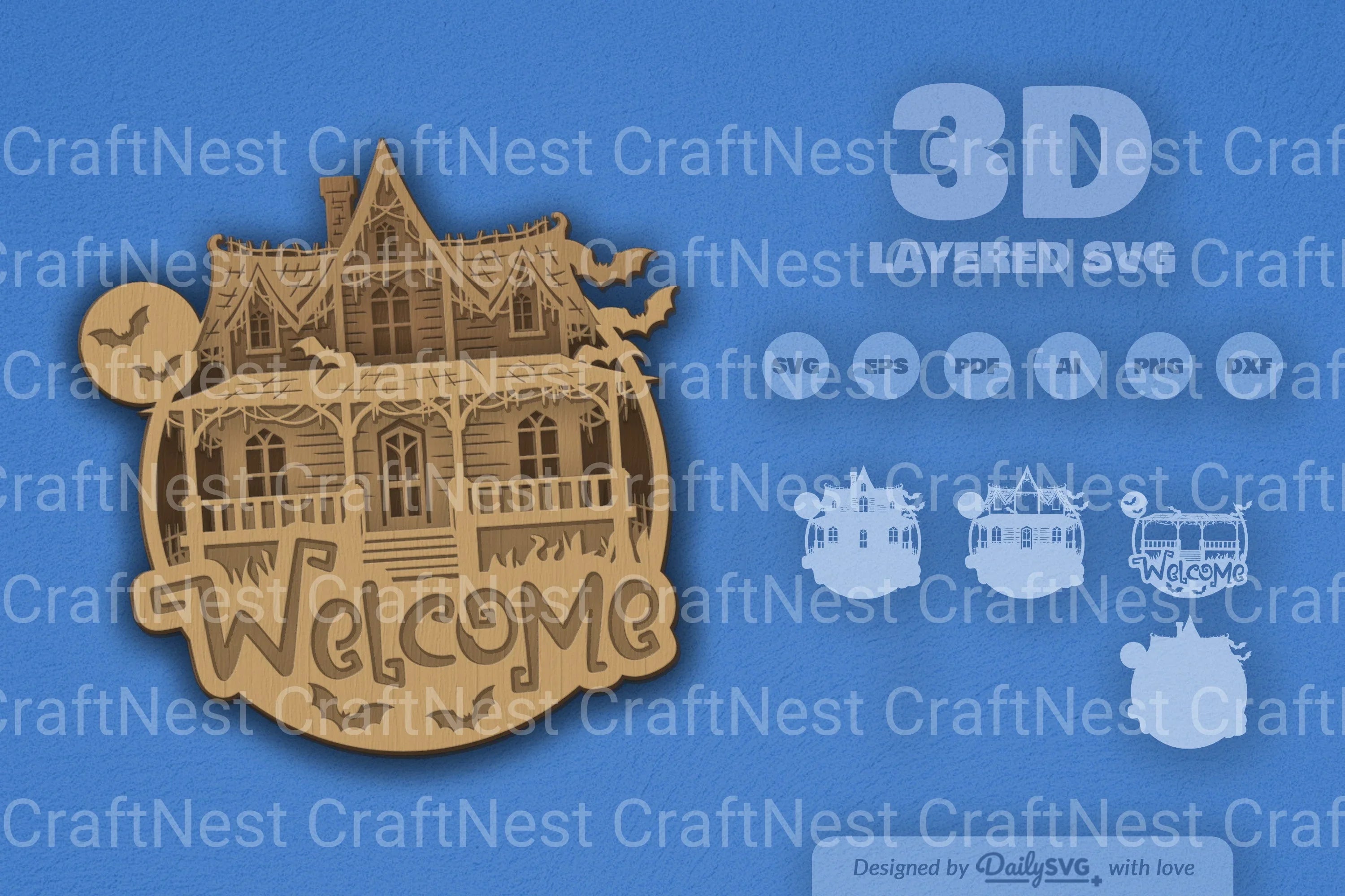 Halloween Haunted House 3D SVG Bundle