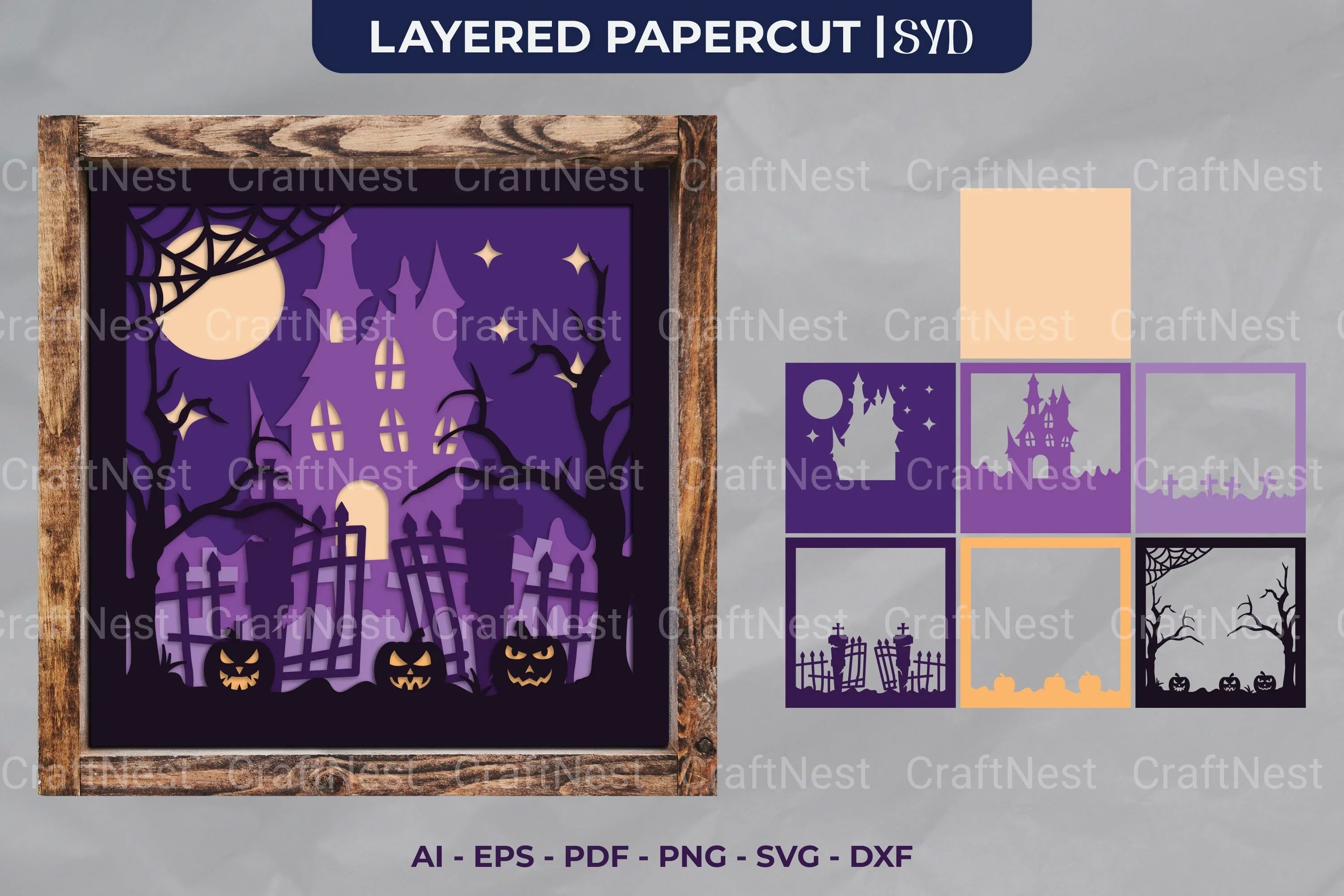 Halloween Haunted House Layered Papercut SVG Bundle - CraftNest - Digital Crafting and Art