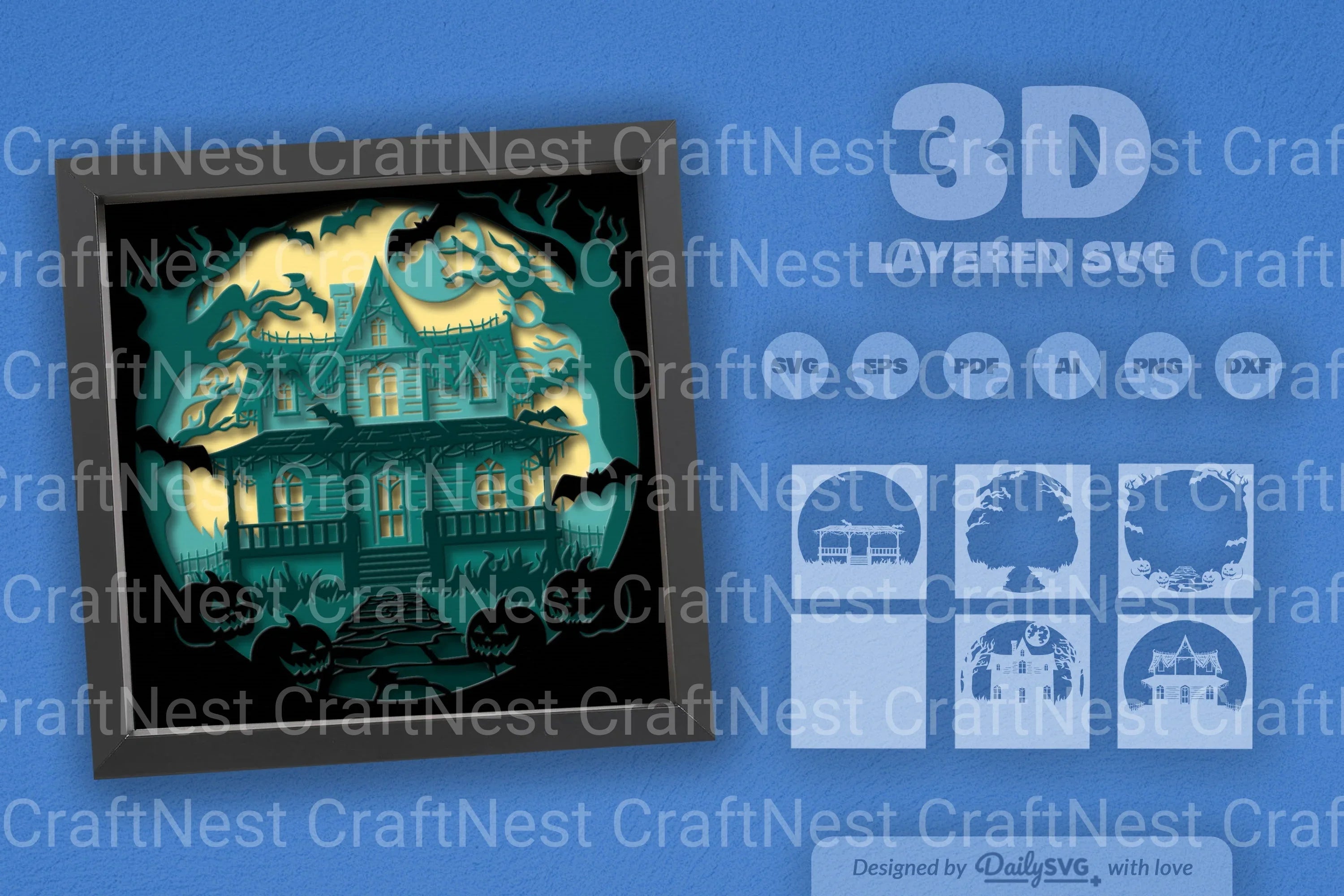 Halloween Haunted House Papercut SVG Bundle