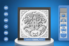 Halloween Haunted House Papercut SVG Bundle - White Version - CraftNest - Digital Crafting and Art