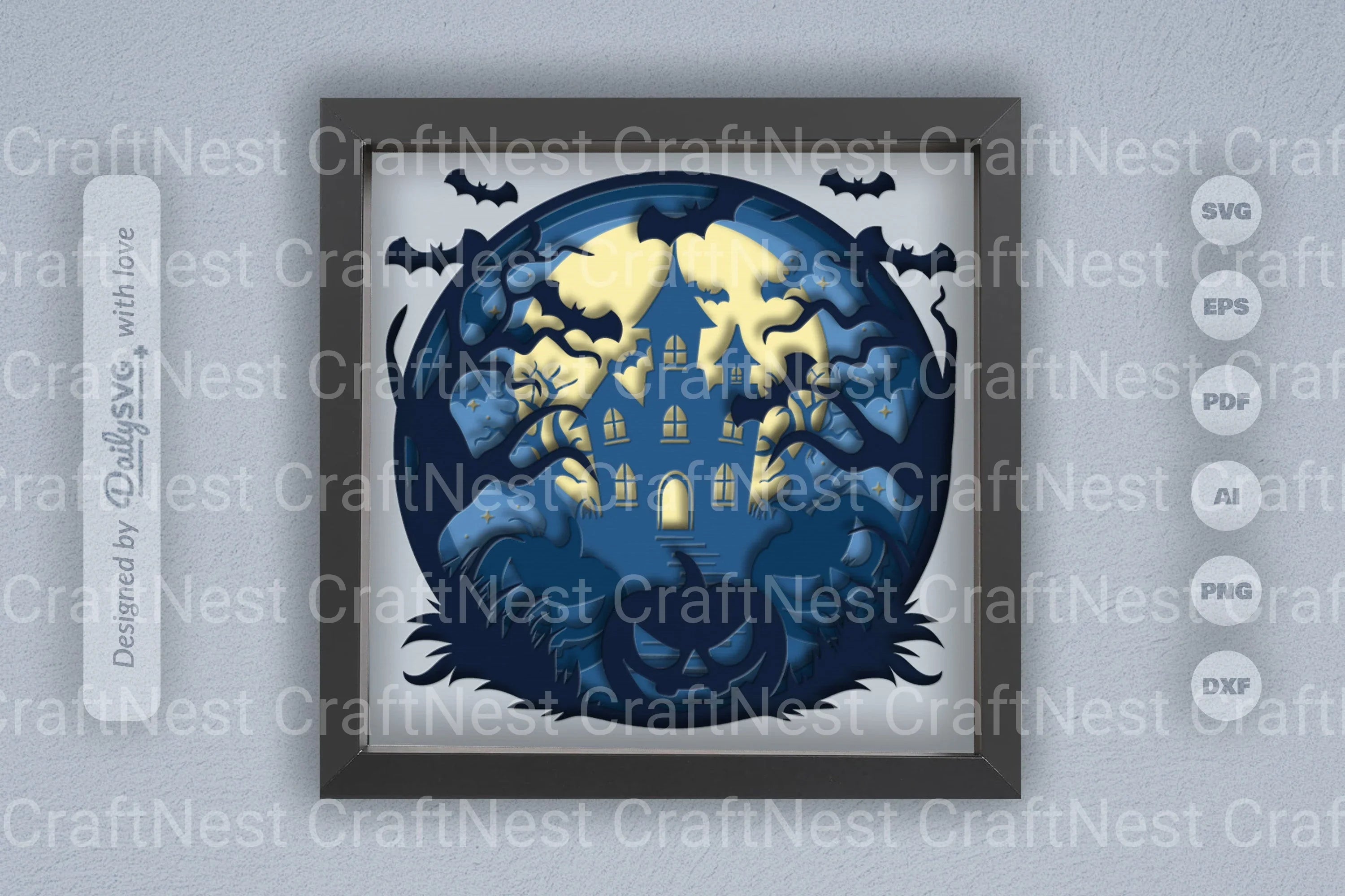 Halloween Haunted House Papercut SVG Bundle with Pumpkin