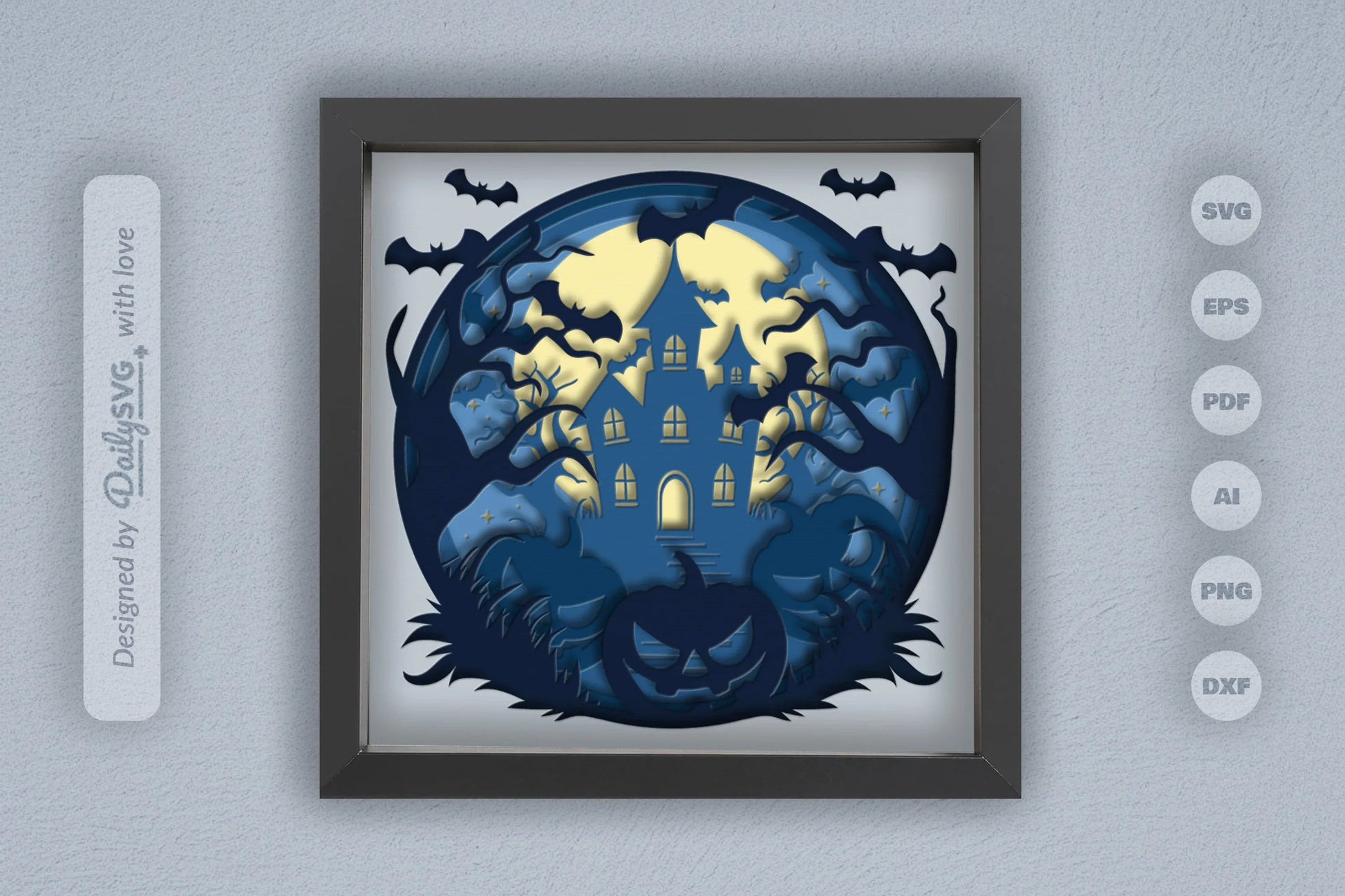 Halloween Haunted House Papercut SVG Bundle with Pumpkin - CraftNest - Digital Crafting and Art