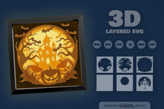 Halloween Haunted House Papercut SVG Bundle with Pumpkin - CraftNest - Digital Crafting and Art