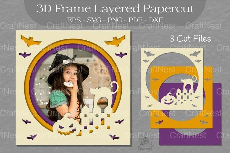 Halloween Layered 3D Frame SVG Bundle - CraftNest - Digital Crafting and Art