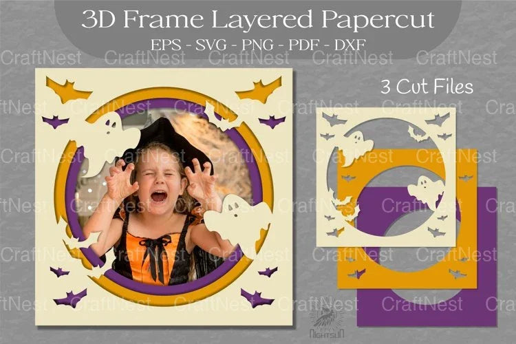 Halloween Layered 3D Frame SVG Bundle - CraftNest - Digital Crafting and Art