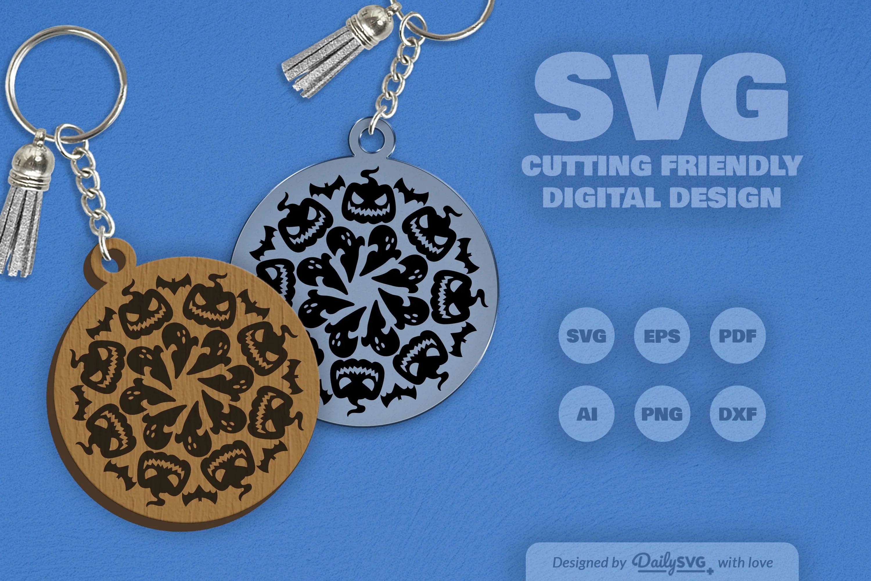 Halloween Mandala Keychain Clipart SVG Bundle - CraftNest - Digital Crafting and Art
