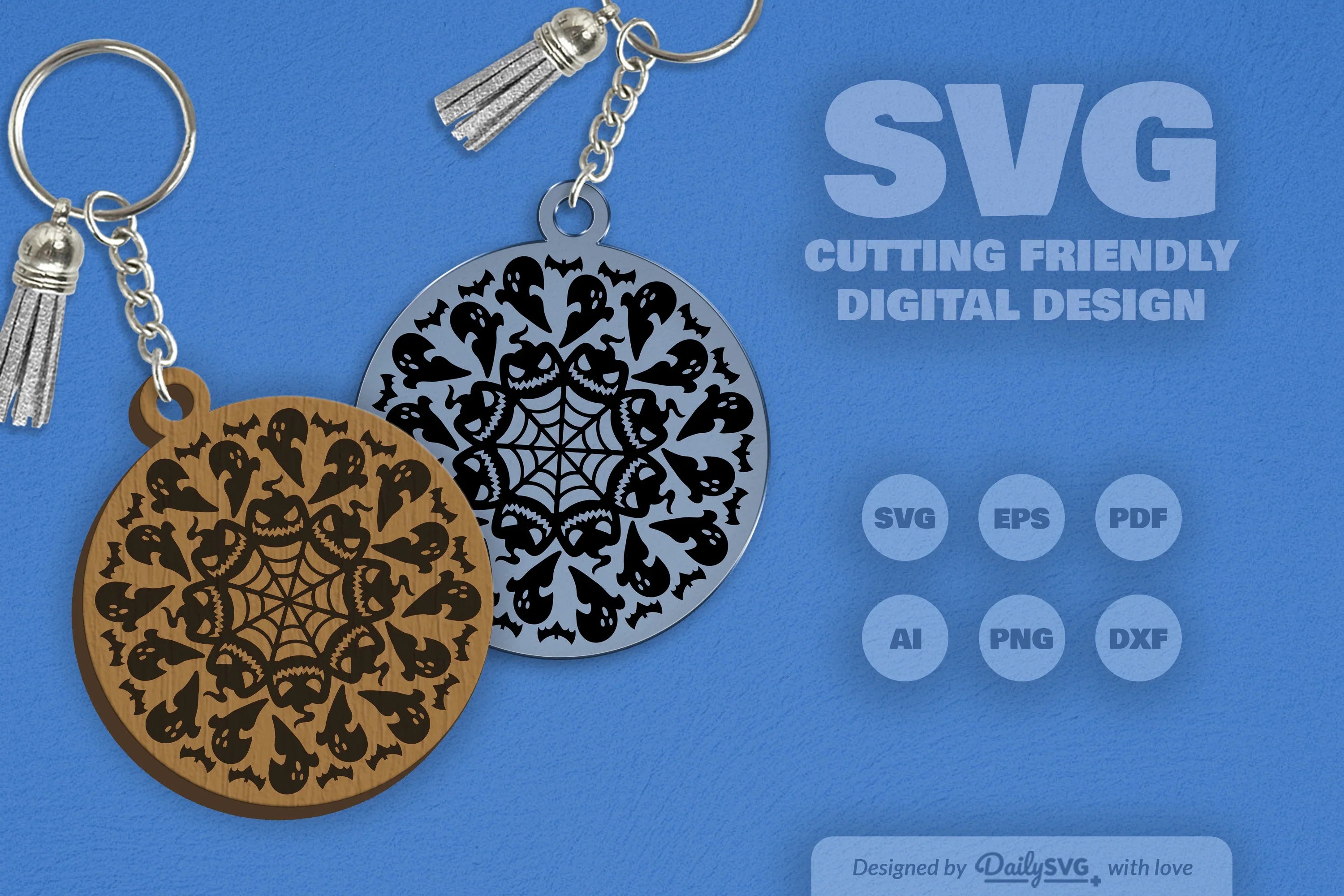 Halloween Mandala Keychain Clipart SVG Bundle - CraftNest - Digital Crafting and Art