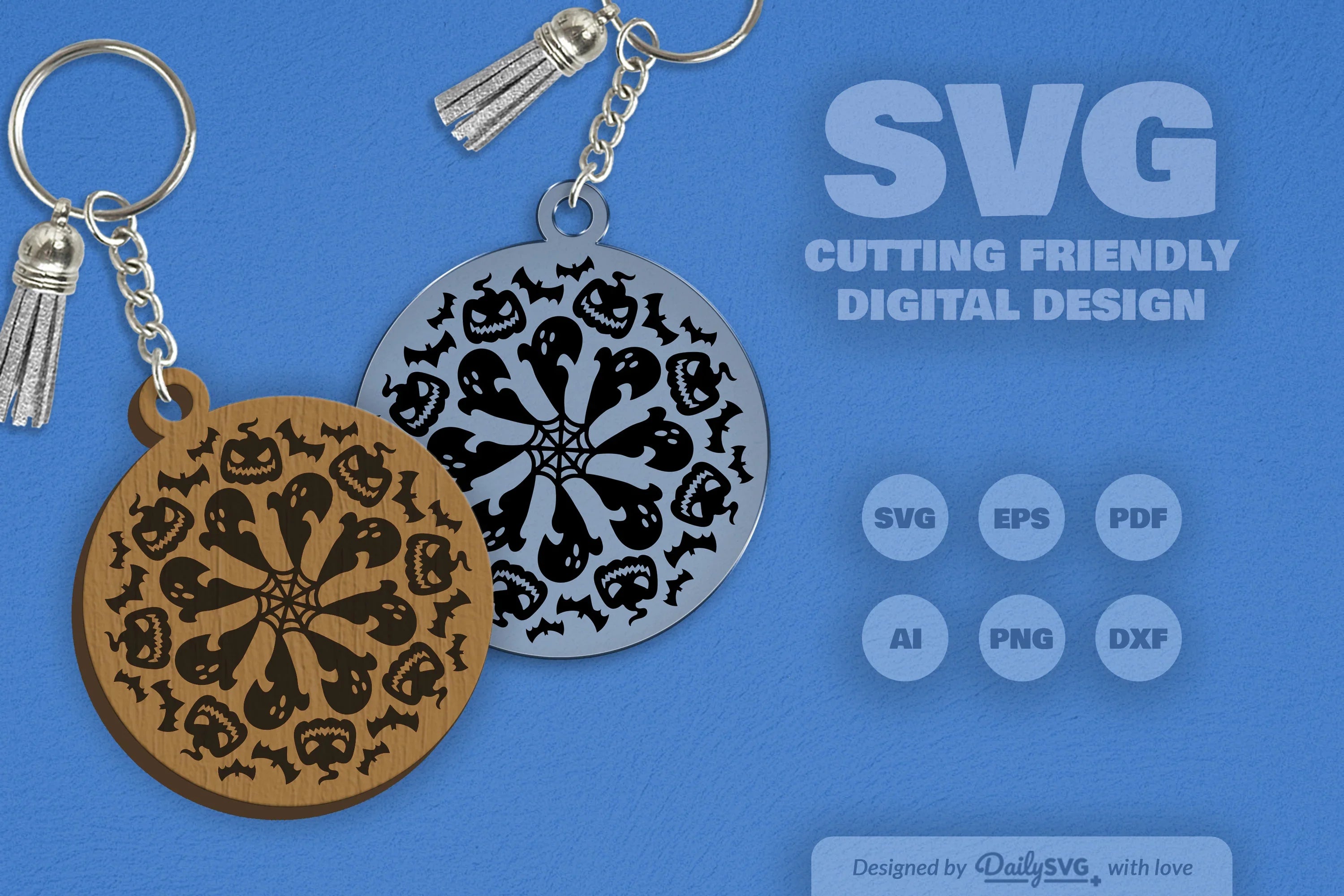 Halloween Mandala Keychain Clipart SVG Bundle - CraftNest - Digital Crafting and Art