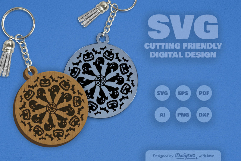 Halloween Mandala Keychain Clipart SVG Bundle - CraftNest - Digital Crafting and Art