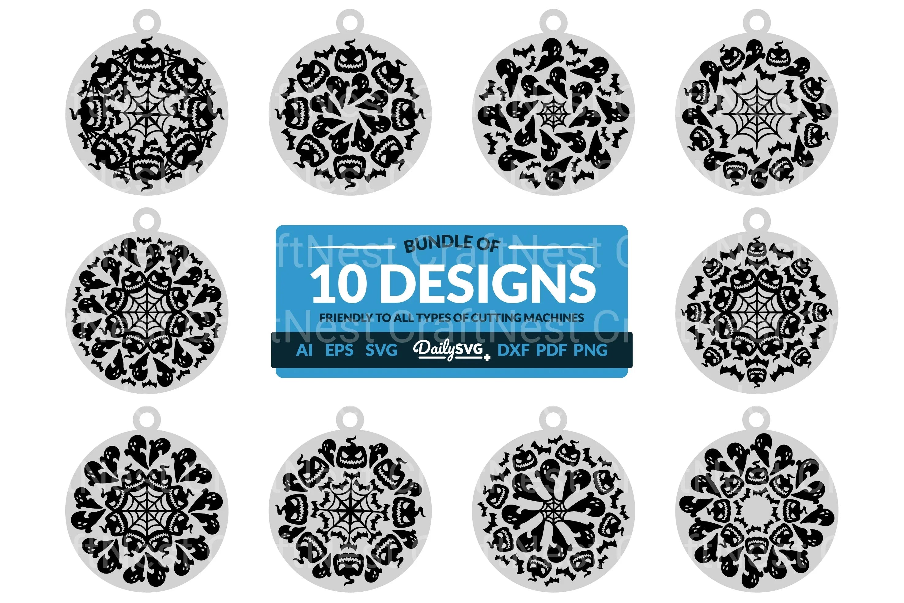 Halloween Mandala Keychain Clipart SVG Bundle