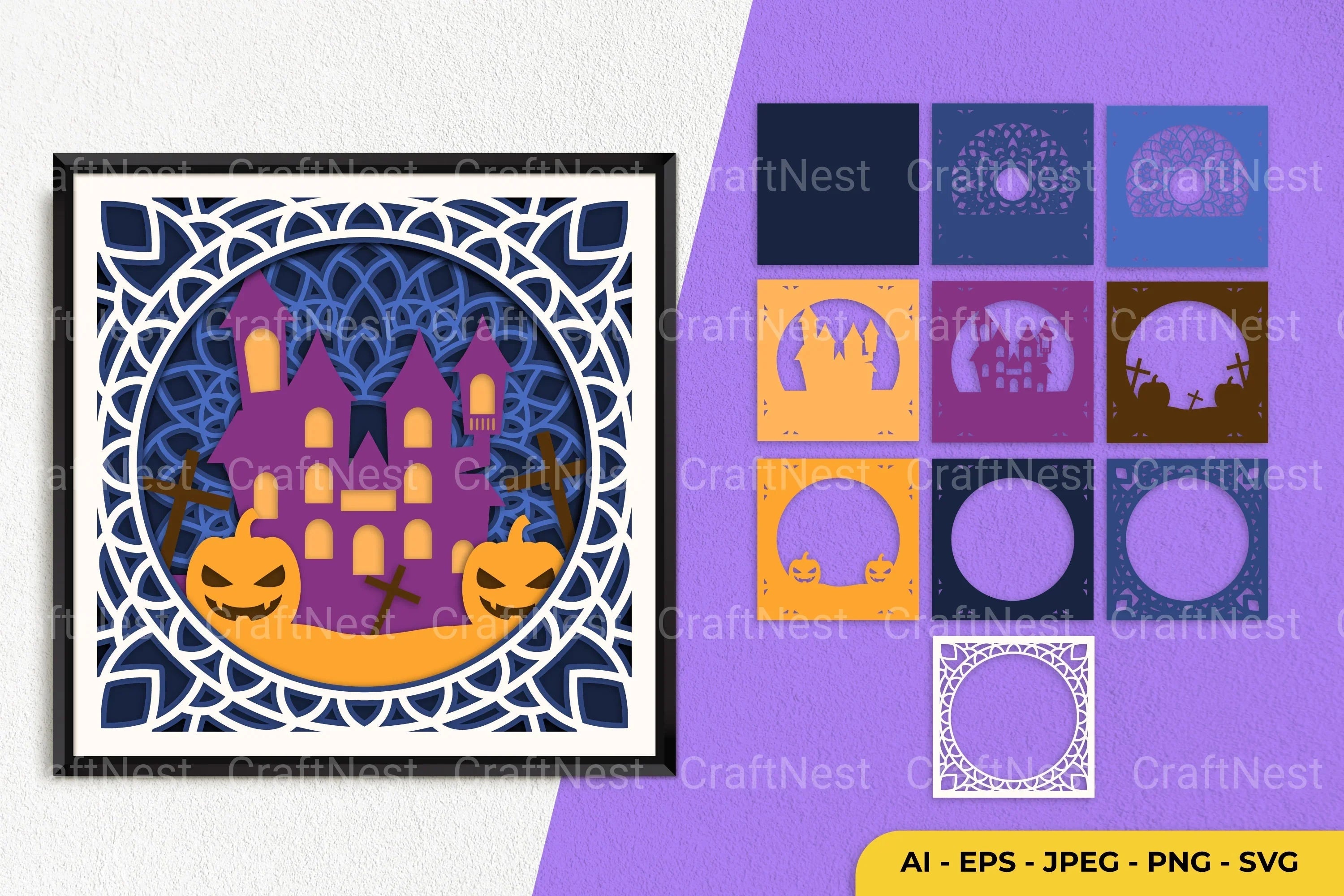 Halloween Mandala Layered Papercut SVG Bundle - CraftNest - Digital Crafting and Art