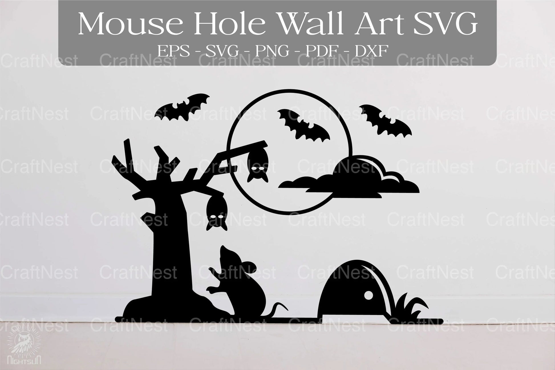 Halloween Mouse Hole Wall Art Sticker Clipart Bundle - CraftNest - Digital Crafting and Art