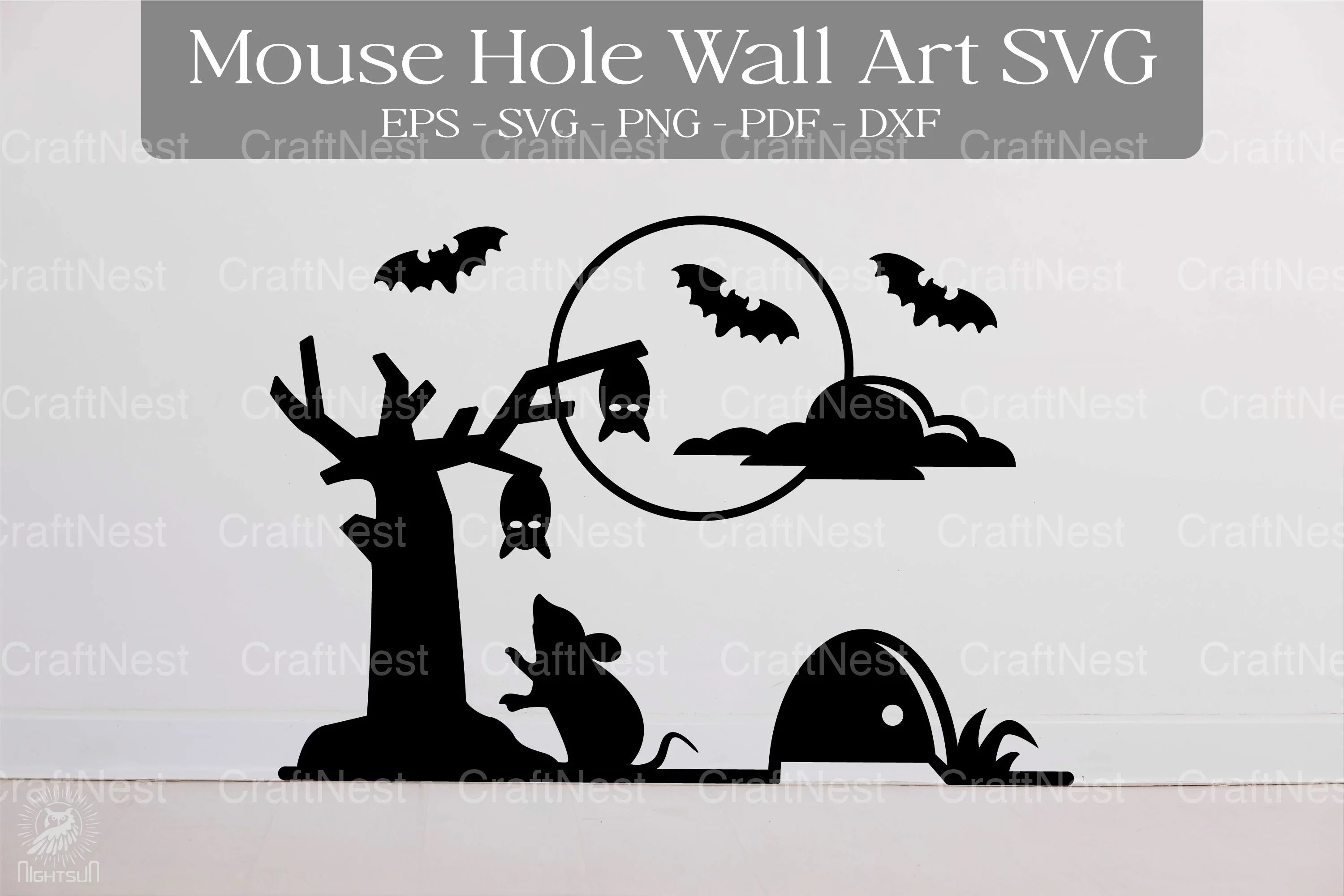 Halloween Mouse Hole Wall Art Sticker Clipart Bundle - CraftNest - Digital Crafting and Art