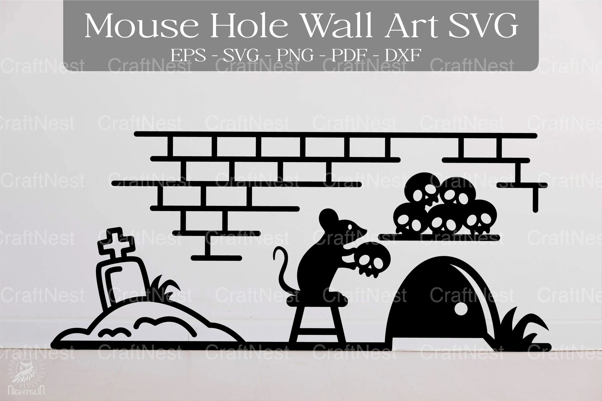 Halloween Mouse Hole Wall Decor Sticker Clipart Bundle - CraftNest - Digital Crafting and Art
