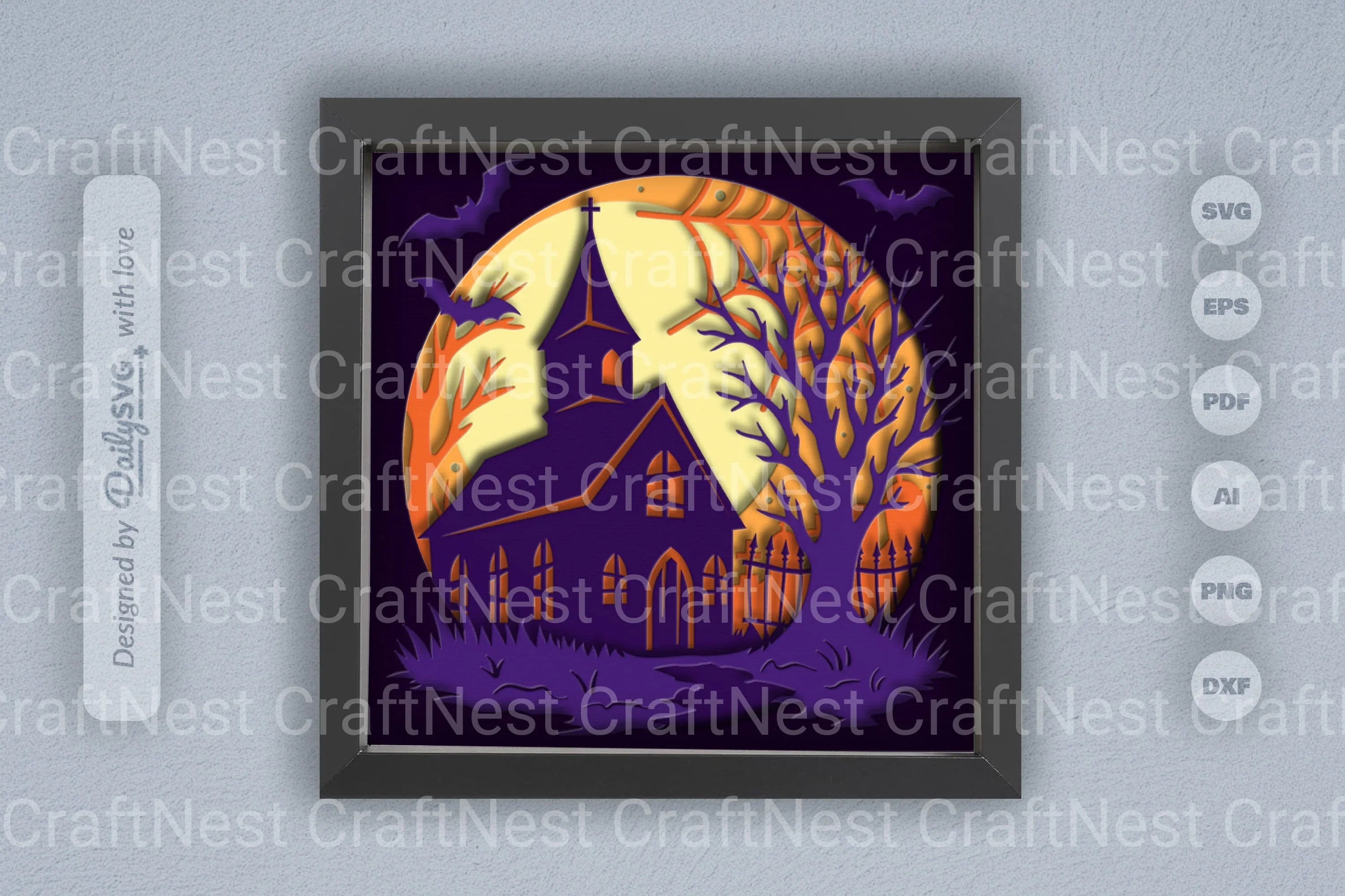 Spooky Halloween Night Scene with Old Church